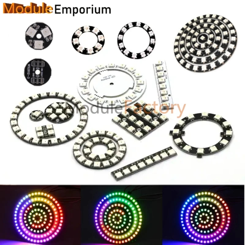 5050 RGB LED Ring 5V 1 3 4 7 8 9 12 16 24Bit 32Bit 64 Bits WS2812 Lamp Light + Integrated Drivers For Arduino Diy  Drivers kit
