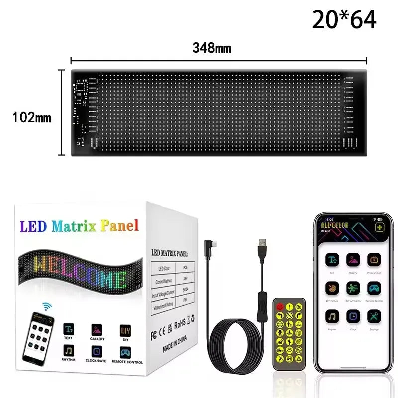 LED Matrix Pixel Panel Light Flexible Programmable Demon Eyes LED Car Sign Bluetooth App Control Scrolling Advertising LED Signs