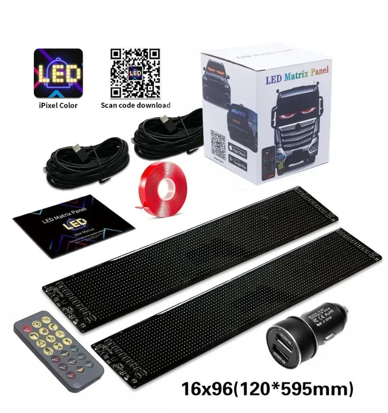 LED Matrix Pixel Panel USB 5V RGB Car Sign Bluetooth App Control Flexible Addressable Pattern Graffiti Scrolling Text Animation