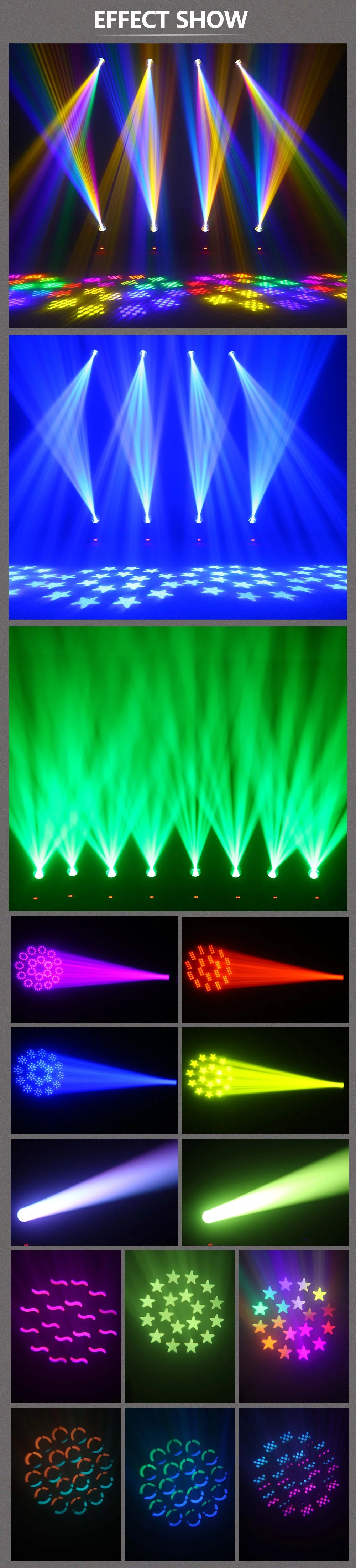 10pcs LED Beam Moving Head 200W 18 Prisms Rainbow Effect Stage Lighting Effect Projector for Bar Birthday Party Club Dj  Disco