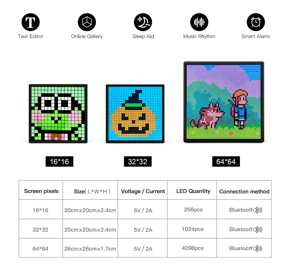 LED RGB Matrix Panel Smart Picture Frame Advertising Light Sign Digital Display Matrix Pixel Screen Bluetooth APP Animation Fun