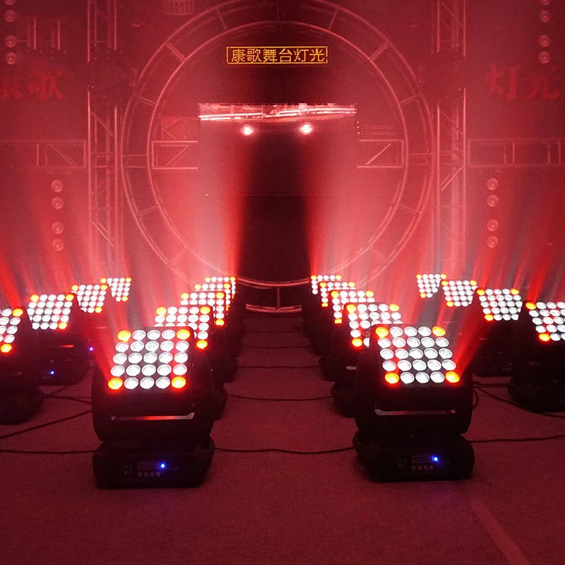 RGBW 4in1 Led Matrix Beam Moving Head Light 12w*25pcs RBG Moving Head Led Moving Head Wash Beam For Stage DJ Party Lights