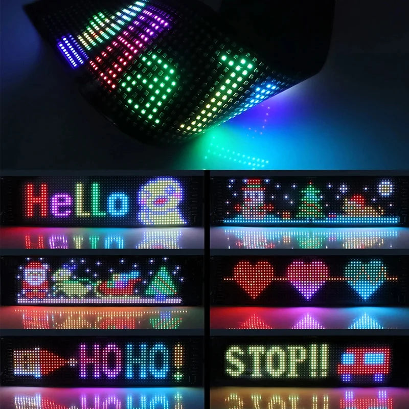 LED Matrix Pixel Panel Light Flexible Programmable Demon Eyes LED Car Sign Bluetooth App Control Scrolling Advertising LED Signs