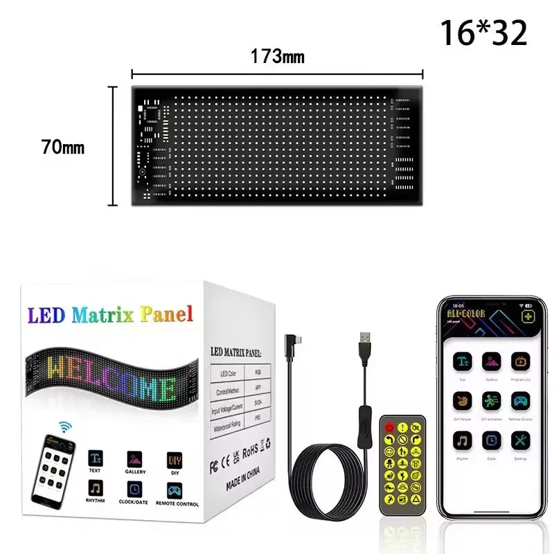 LED Matrix Pixel Panel Light Flexible Programmable Demon Eyes LED Car Sign Bluetooth App Control Scrolling Advertising LED Signs