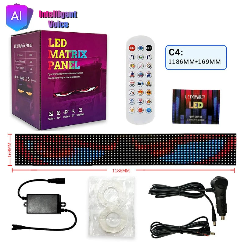 LED Matrix Panel AI Voice Function Devil's Eye Flexible Screen App Control DIY Programmable Lighting for Car Decor Accessories