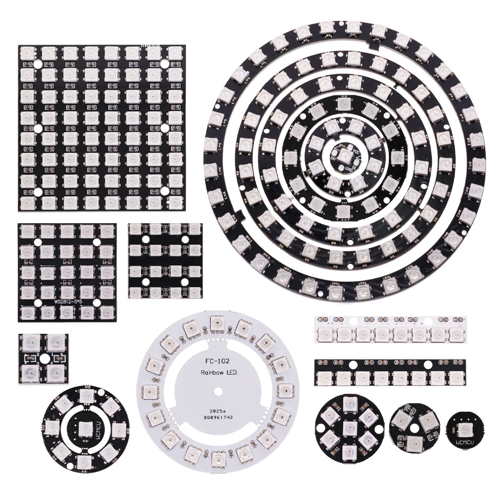 5050 RGB LED Ring 5V 1 3 4 7 8 9 12 16 24Bit 32Bit 64 Bits WS2812 Lamp Light + Integrated Drivers For Arduino Diy  Drivers kit