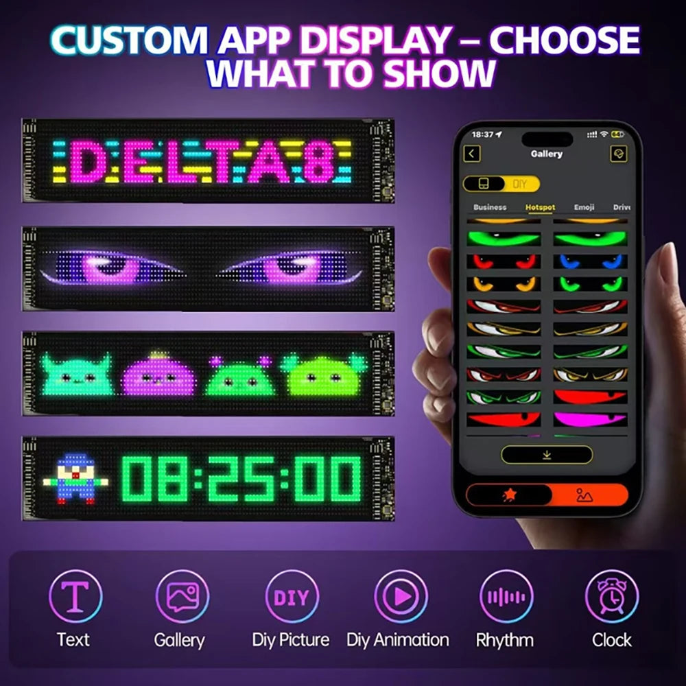 LED DIY Matrix Pixel Panel Led Display Truck Eye Car Sign Animation Bluetooth App Control Programmable Flexible Screen