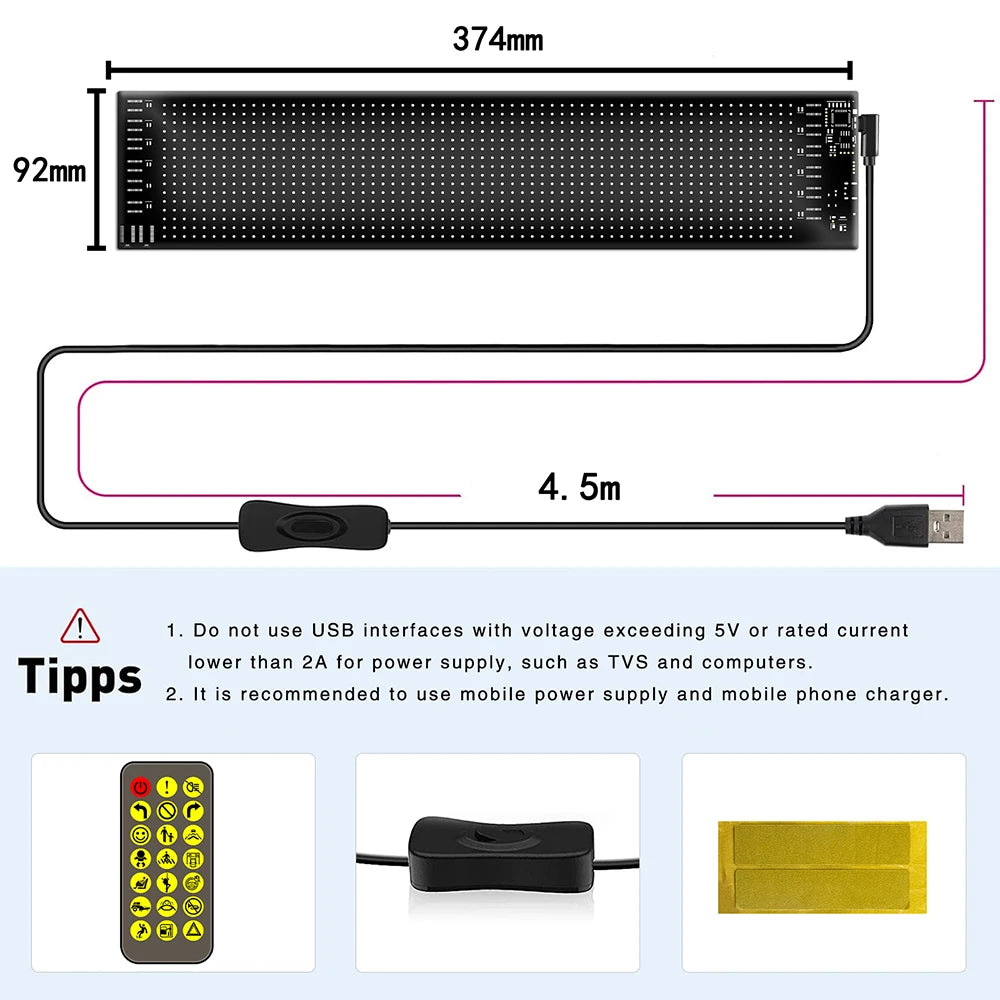 NEW Car Led Matrix Pixel Panel Multilingual USB 5V P65 Waterproof App Programmable Flexible Screen Display for Truck Devil's Eye