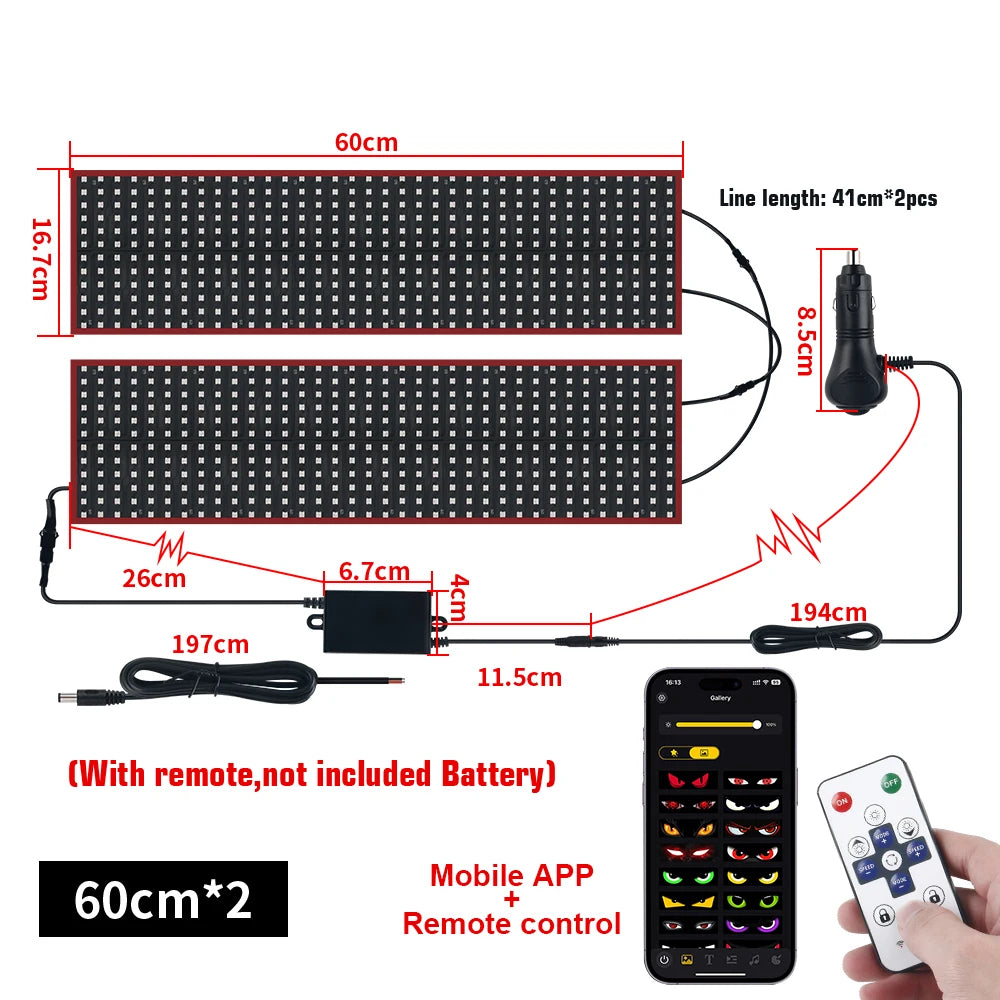 LED DIY Matrix Pixel Panel Led Display APP Control Truck Custom Text Pattern Lighting Flexible Screen Music Mode Devil Eye Light