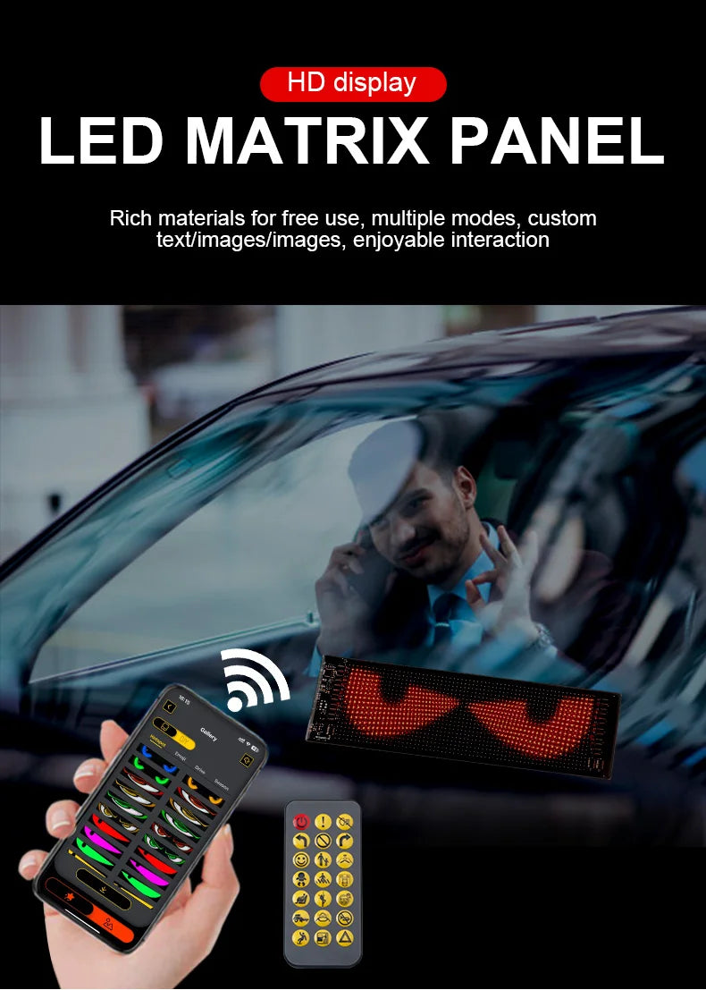 LED Matrix Pixel Panel Scrolling Bright Advertising LED Signs Flexible RGB Car Pattern Graffiti Scrolling Text Animation USB 5V