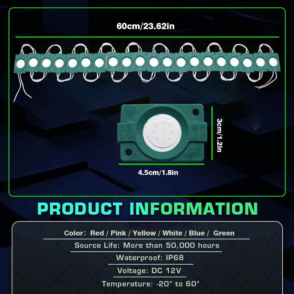 1pcs 12V COB LED Module Waterproof IP65 Shop Banner Advertisement Design Sign Backlight in White Red Green Blue Yellow