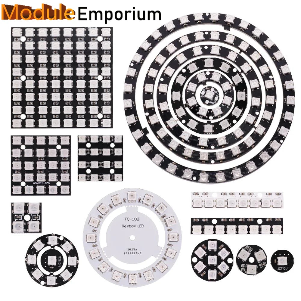 5050 RGB LED Ring 5V 1 3 4 7 8 9 12 16 24Bit 32Bit 64 Bits WS2812 Lamp Light + Integrated Drivers For Arduino Diy  Drivers kit