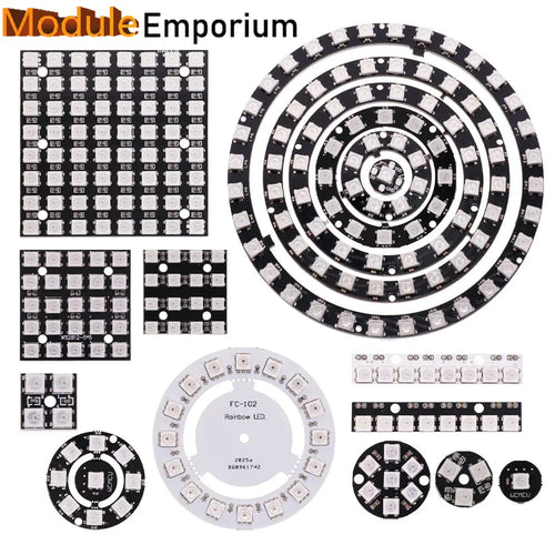 5050 RGB LED Ring 5V 1 3 4 7 8 9 12 16 24Bit 32Bit 64 Bits WS2812 Lamp Light + Integrated Drivers For Arduino Diy  Drivers kit