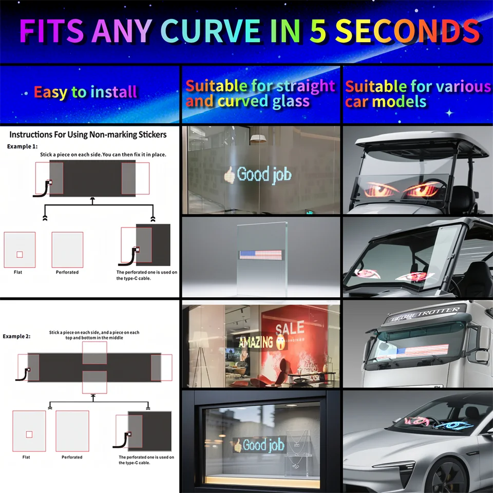 LED Matrix Panel Rolling Advertisement LED Sign with AI APP Remote Programmable Logo Light for Car Shops Offices Restaurants