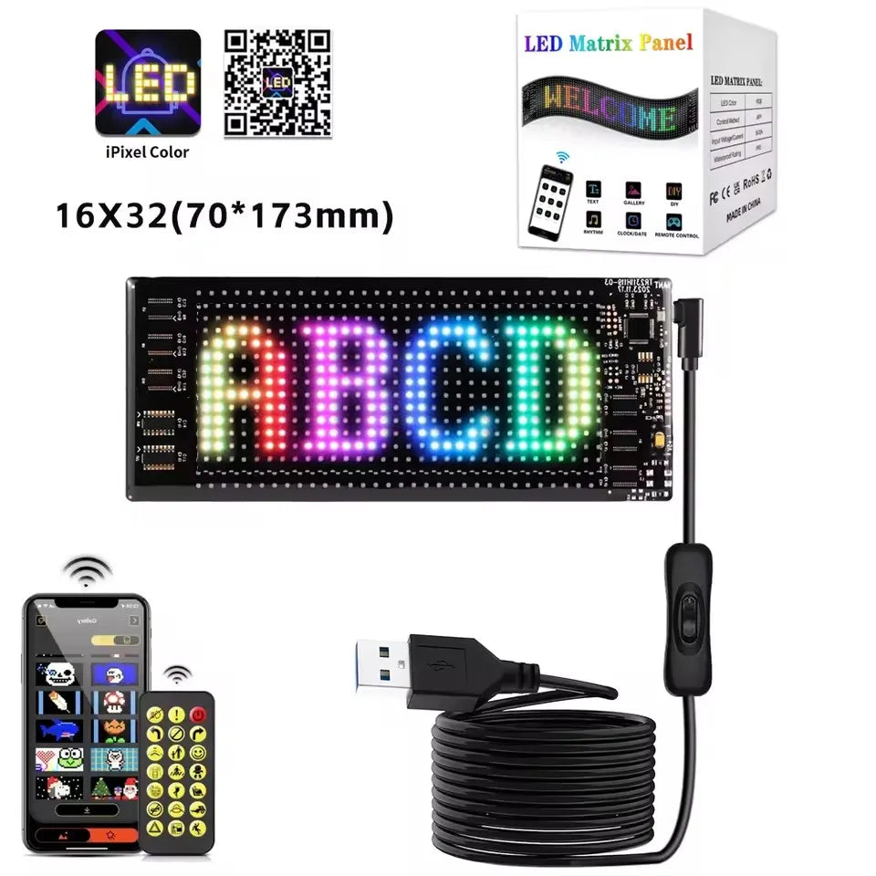 Programmable LED Matrix Panel Light Flexible Screen Display Animation Message Scrolling Car Sign APP Control For Shop Bar Party