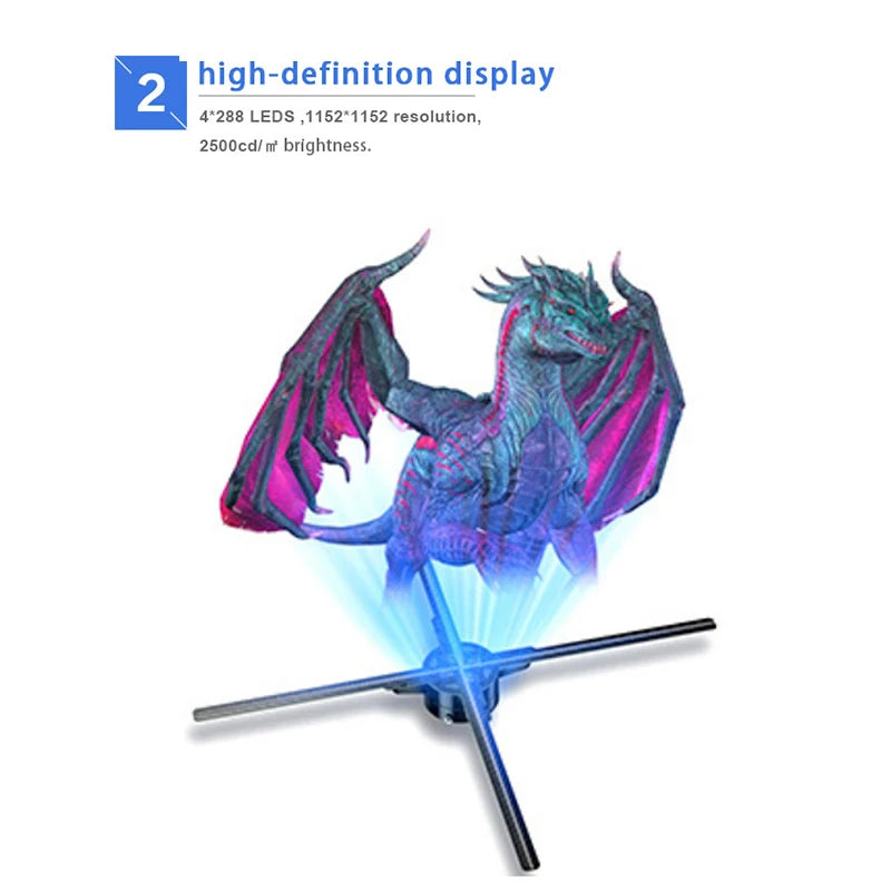 High Resolution 1080p Indoor Wall Mounted LED Fan 3D 3D Holographic Display Projector For Advertising ODM Supply