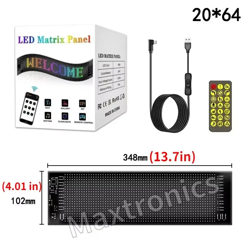 NEW Car Led Matrix Pixel Panel Multilingual USB 5V P65 Waterproof App Programmable Flexible Screen Display for Truck Devil's Eye