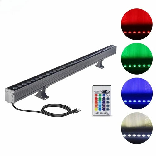 144W 40'' Linear RGBW 5000K Daylight LED Flood Wall Washer Light for Outdoor Landscape Garden Office Remote Aluminum