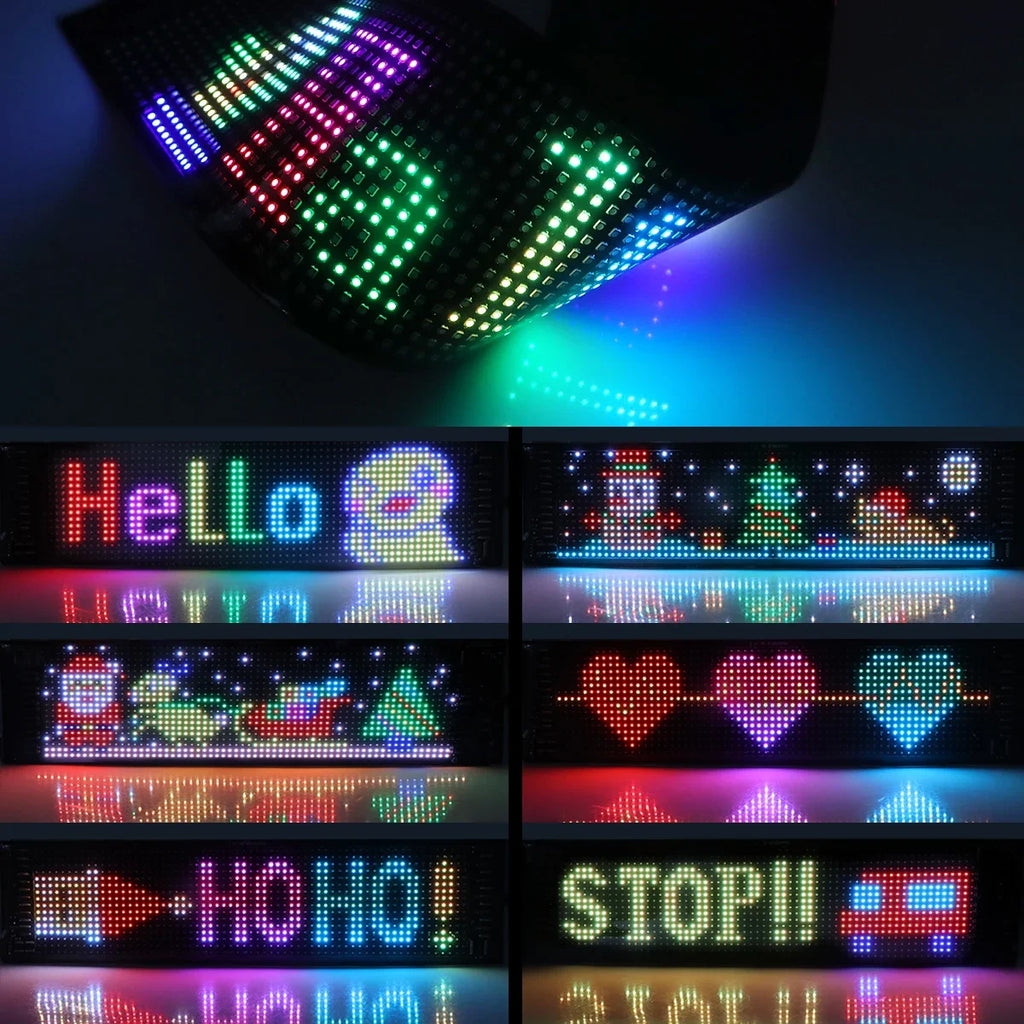 LED Matrix Pixel Panel Advertising Light Flexible RGB Pattern Scrolling Display Car Shop Reminder Light Festival Surprise Tool
