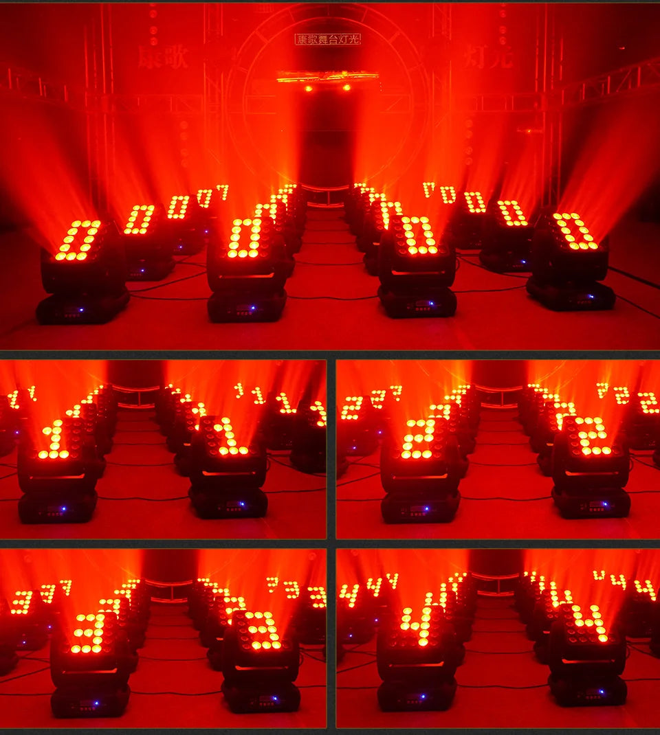 RGBW 4in1 Led Matrix Beam Moving Head Light 12w*25pcs RBG Moving Head Led Moving Head Wash Beam For Stage DJ Party Lights
