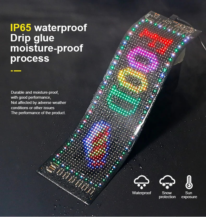 LED Matrix Pixel Panel Scrolling Bright Advertising LED Signs Flexible RGB Car Pattern Graffiti Scrolling Text Animation USB 5V