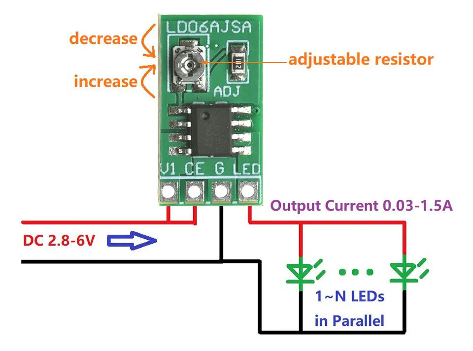 DC 3.3V 3.7V 5V LED Driver 30-1500MA Constant Current Adjustable Module PWM Control Board For USB LED Flashlight 18650 Li-ion