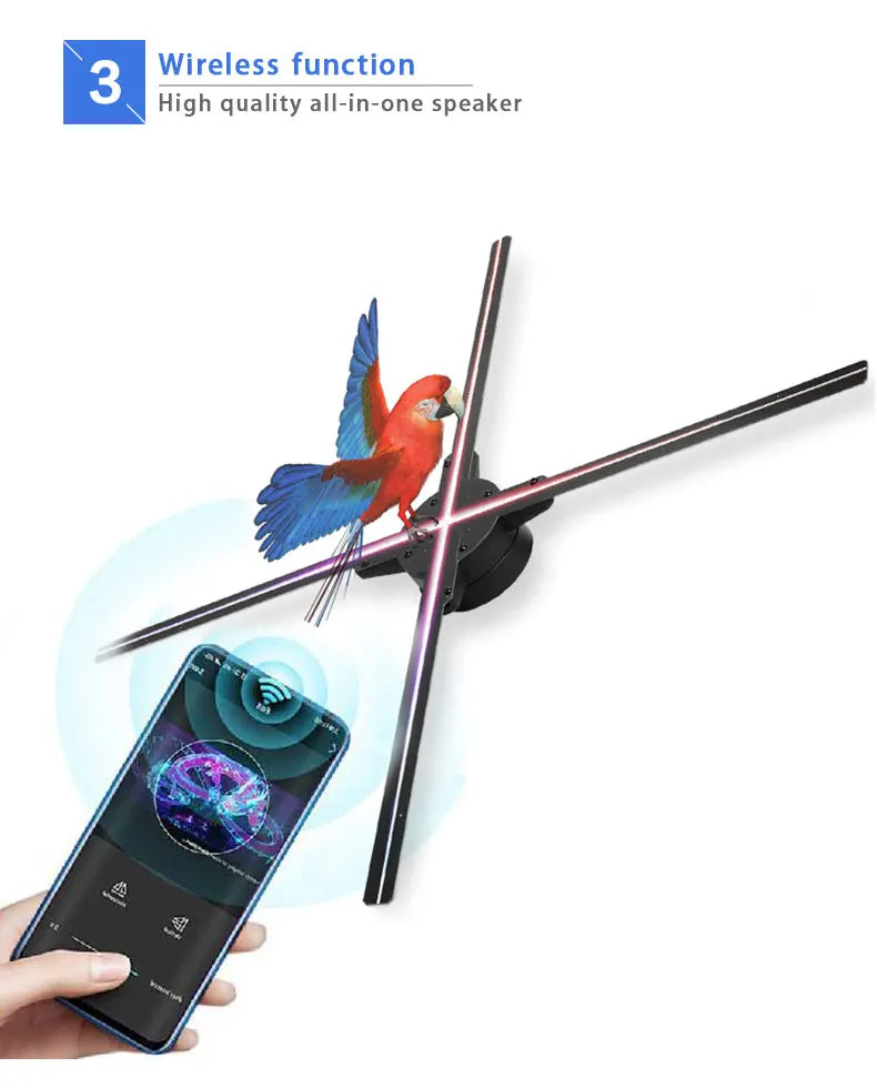 High Resolution 1080p Indoor Wall Mounted LED Fan 3D 3D Holographic Display Projector For Advertising ODM Supply