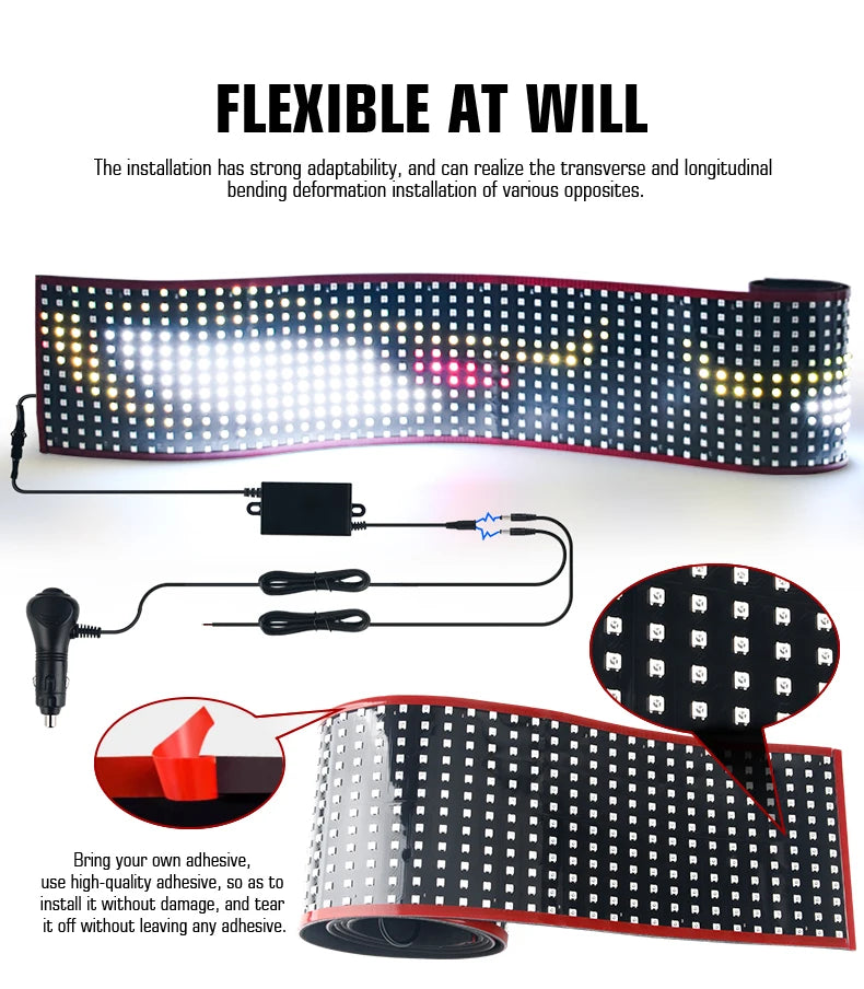 LED DIY Matrix Pixel Panel Led Display APP Control Truck Custom Text Pattern Lighting Flexible Screen Music Mode Devil Eye Light