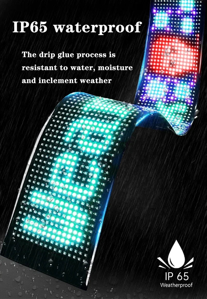 Car LED Matrix Pixel Panel DIY RGB LIghting Graffiti Scrolling Text Board Windshield Advertising Screen Bluetooth APP Control