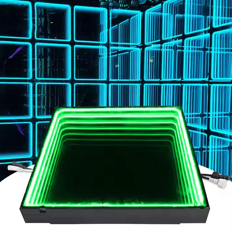 0.5x0.5m Stage LED Dance Floor Light 3d Mirror Abyss Tempered Glass LED Dancing Floor Tiles for DJ Disco Club Wedding Party