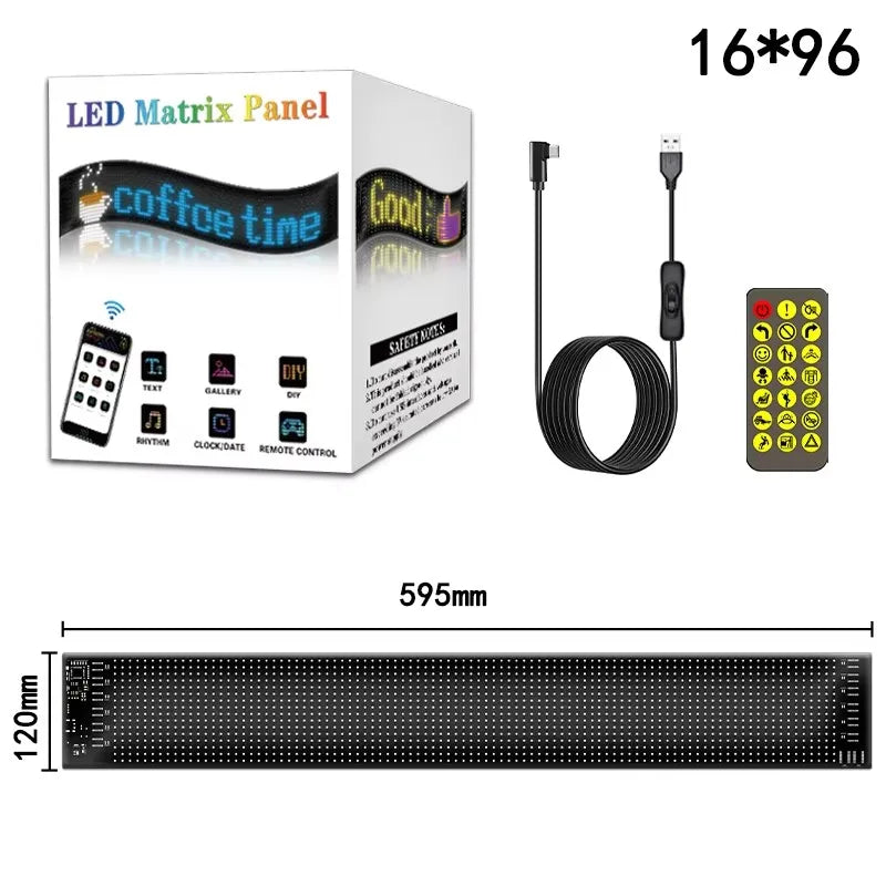 LED RGB Matrix Panel Rolling Advertisement LED Sign USB 5V with Remote Programmable logo light for Car Shops Offices Restaurants