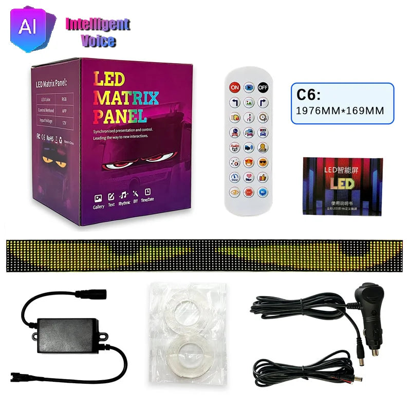 LED Matrix Pixel Panel Light Bluetooth App 12V 24V Control Scrolling Advertising LED Car Sign Animation Programmable For Car Sho