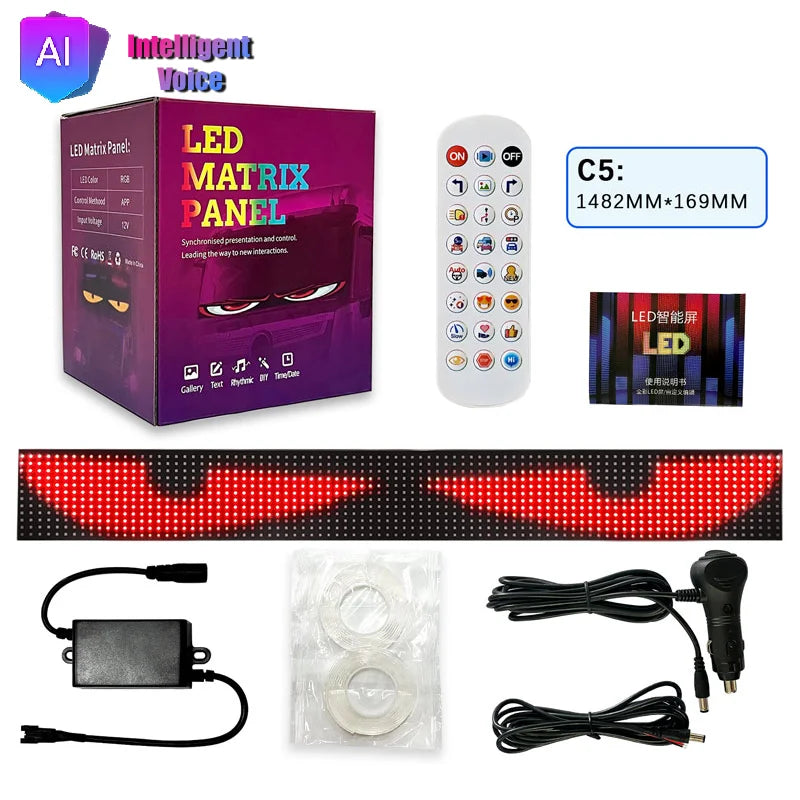 LED Matrix Pixel Panel Light Bluetooth App 12V 24V Control Scrolling Advertising LED Car Sign Animation Programmable For Car Sho