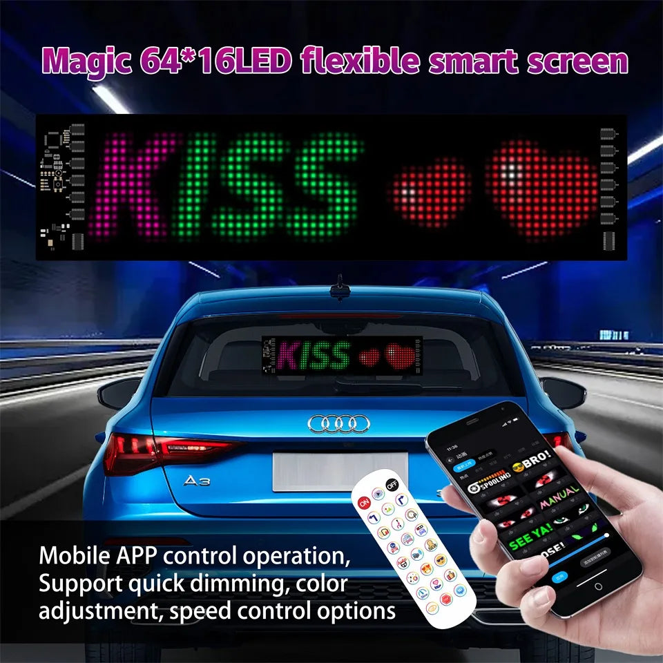LED Matrix Panel AI Voice Function Devil's Eye Flexible Screen App Control DIY Programmable Lighting for Car Decor Accessories