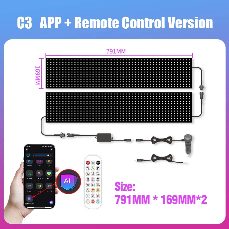 LED Matrix Pixel Panel Light Bluetooth App 12V 24V Control Scrolling Advertising LED Car Sign Animation Programmable For Car Sho