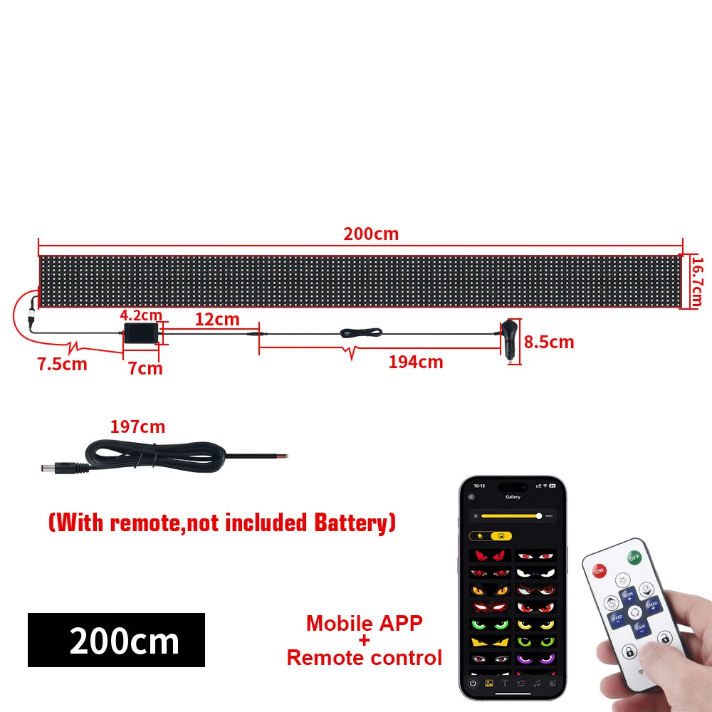 LED DIY Matrix Pixel Panel Led Display APP Control Truck Custom Text Pattern Lighting Flexible Screen Music Mode Devil Eye Light