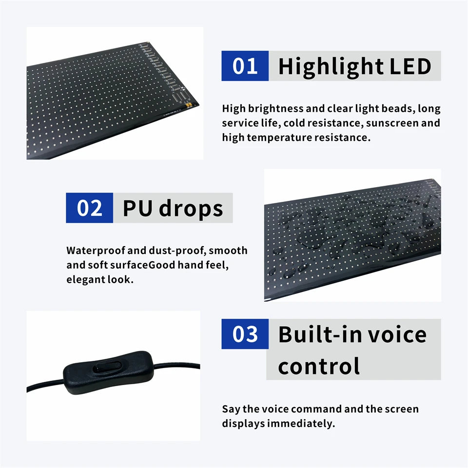 LED Matrix Panel Rolling Advertisement LED Sign with AI APP Remote Programmable Logo Light for Car Shops Offices Restaurants