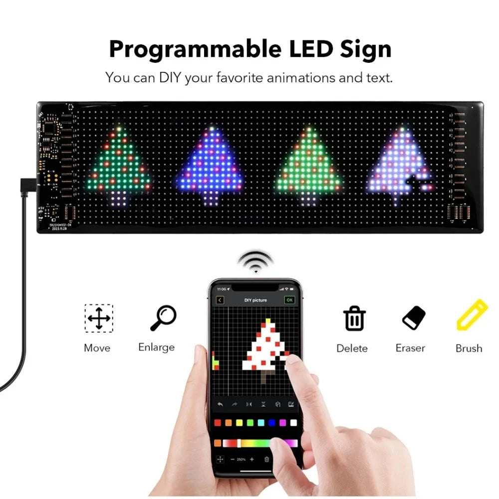 LED Matrix Pixel LED Display Screen Message Scrolling Sign Board Soft Flexible Advertising Light For Store Car Truck Devil Eye