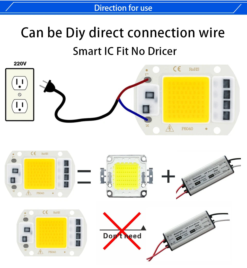 LED matrix 3W 5W 7W 10W 12W 20W 30W 50W smart chip IC lamp for indoor downlight searchlight matrix outdoor spotlight floodlight