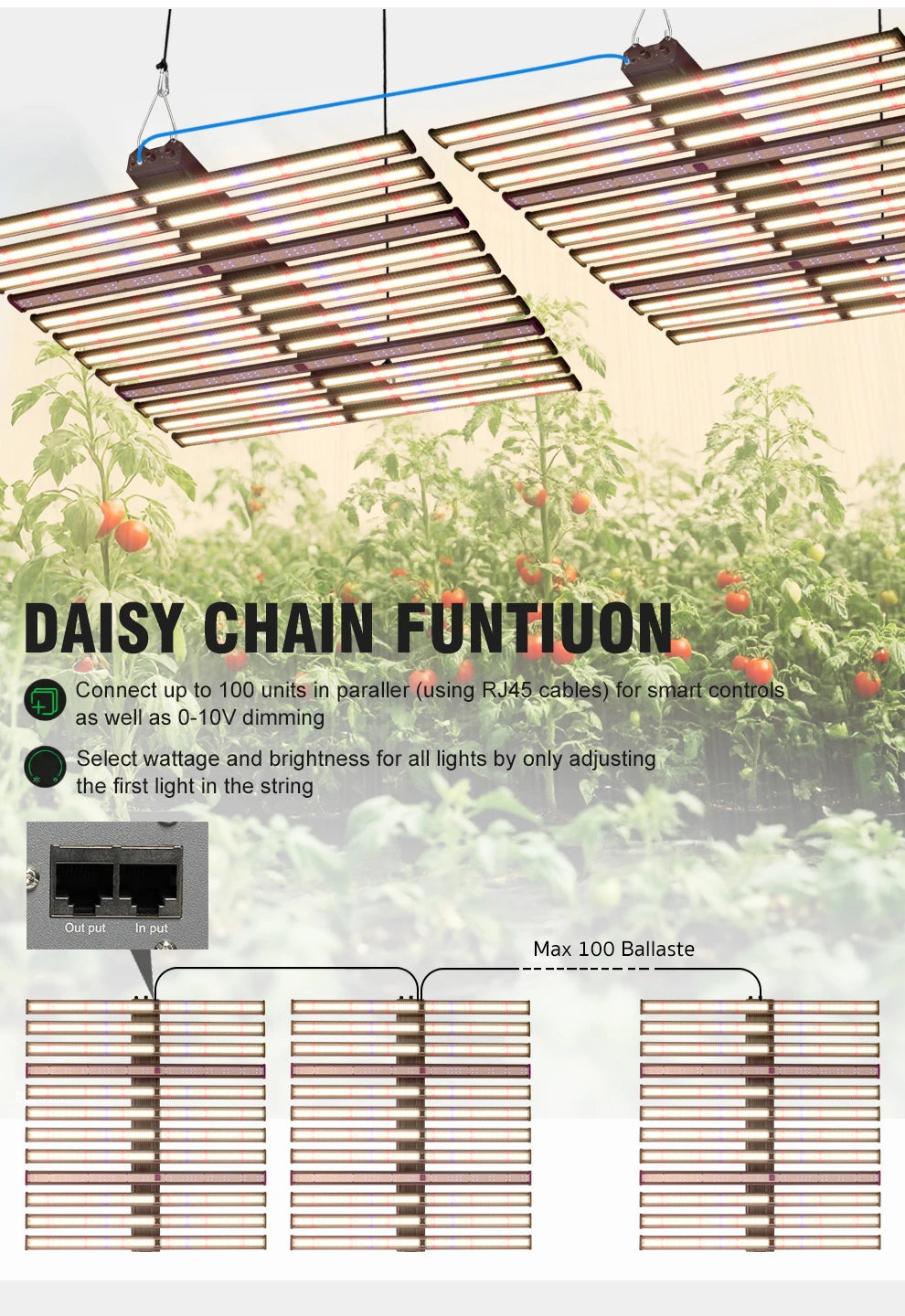 Full Spectrum 1060W AC100-277V IP65 Waterproof Dimmable & LED Chip SMD281B Easy Installation LED Grow Light