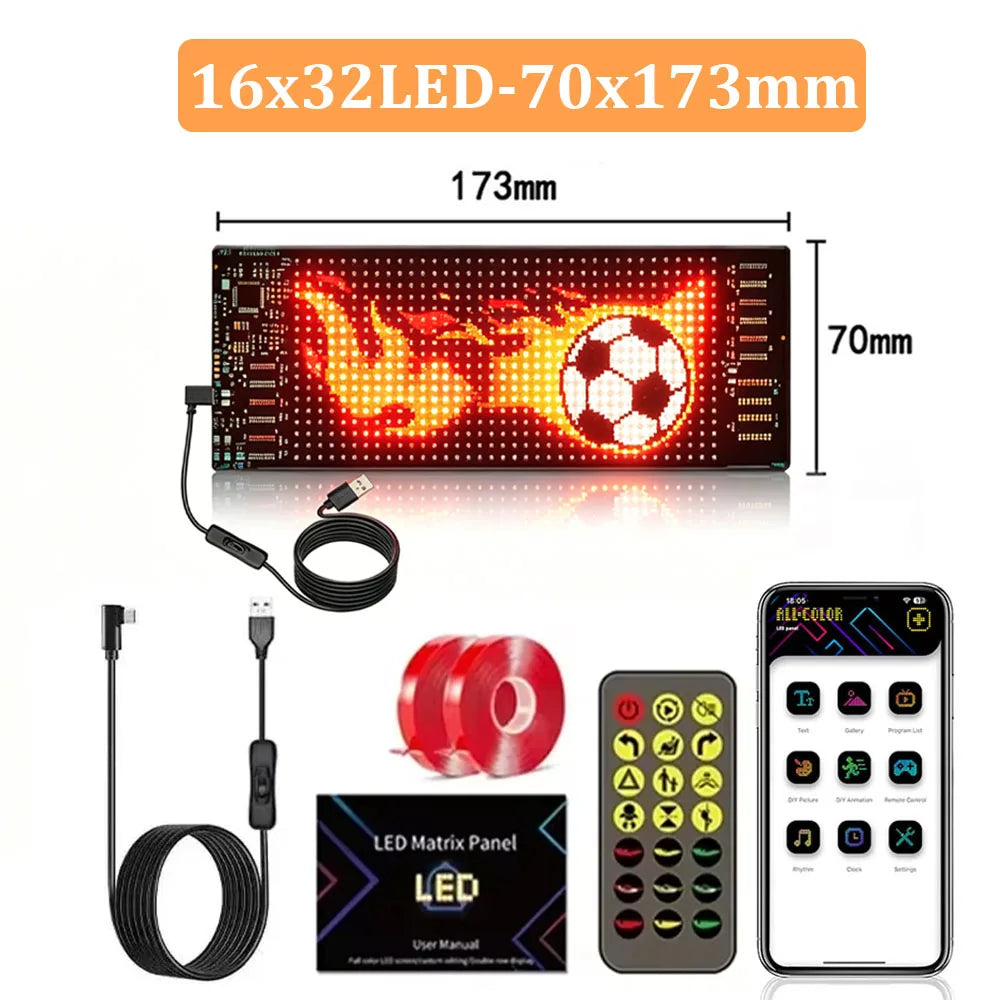 LED DIY Matrix Pixel Panel Led Display Truck Eye Car Sign Animation Bluetooth App Control Programmable Flexible Screen