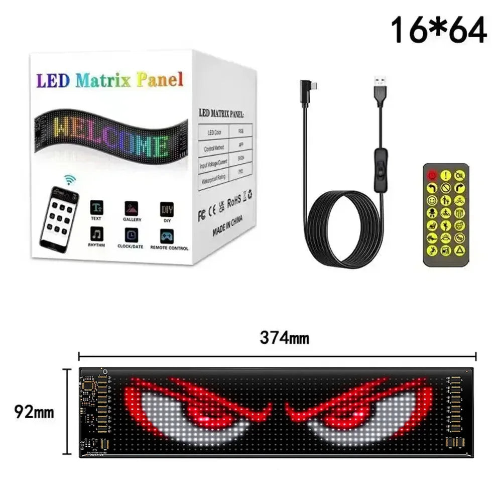 LED DIY Matrix Pixel Panel Led Display Truck Eye Car Sign Animation Bluetooth App Control Programmable Flexible Screen