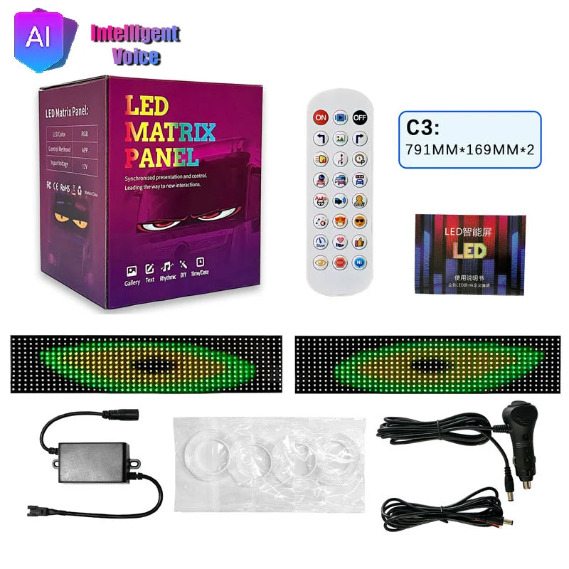 LED Matrix Pixel Panel Light Bluetooth App 12V 24V Control Scrolling Advertising LED Car Sign Animation Programmable For Car Sho