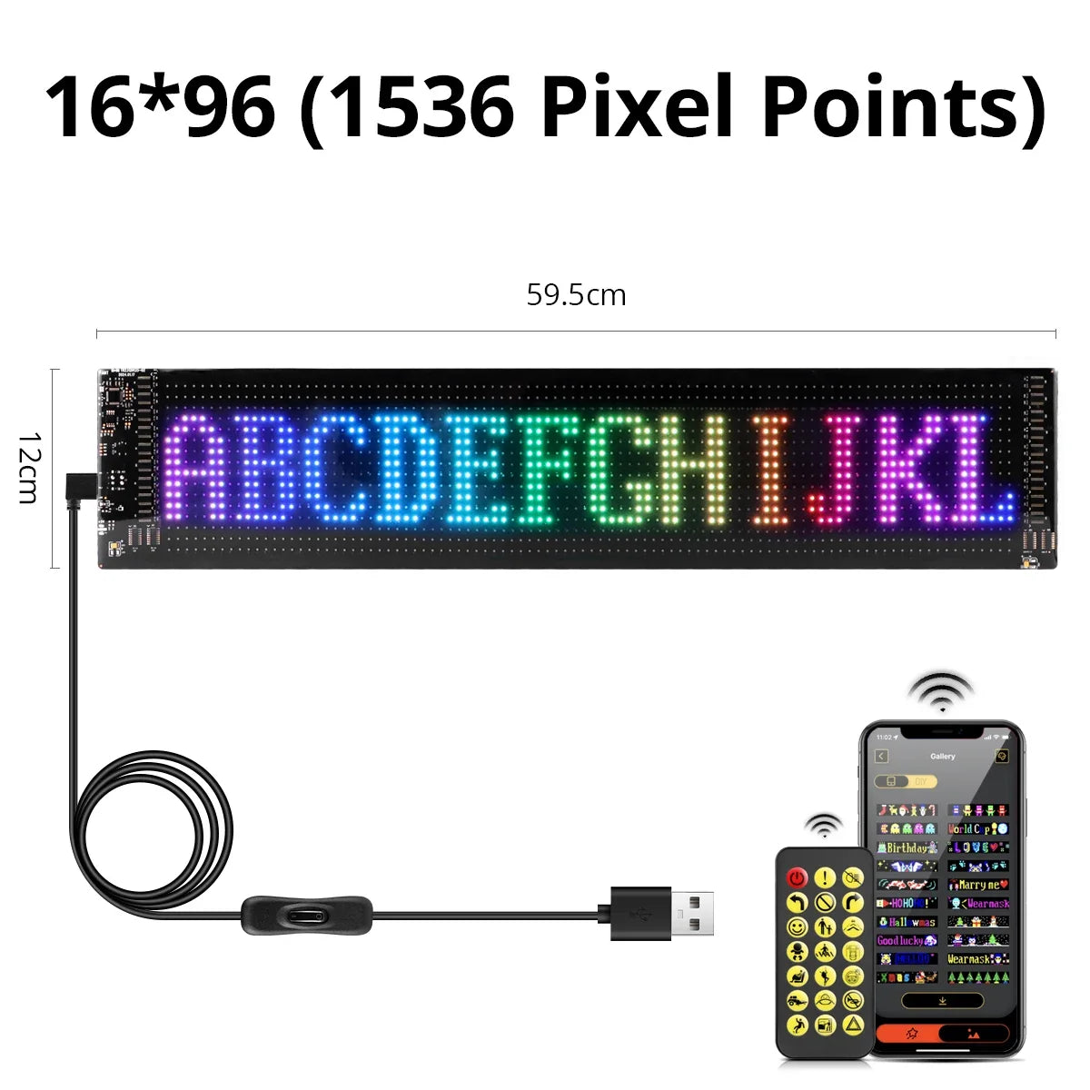 LED Matrix Pixel Panel Advertising Light Flexible RGB Pattern Scrolling Display Car Shop Reminder Light Festival Surprise Tool