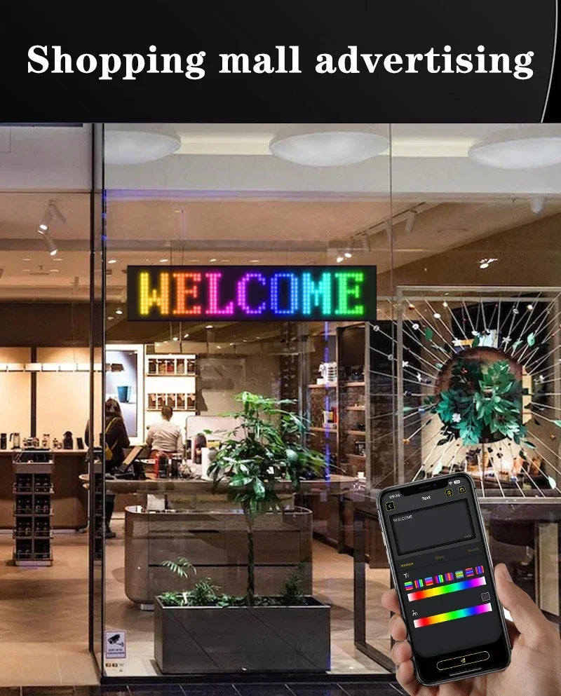 Car LED Matrix Pixel Panel DIY RGB LIghting Graffiti Scrolling Text Board Windshield Advertising Screen Bluetooth APP Control