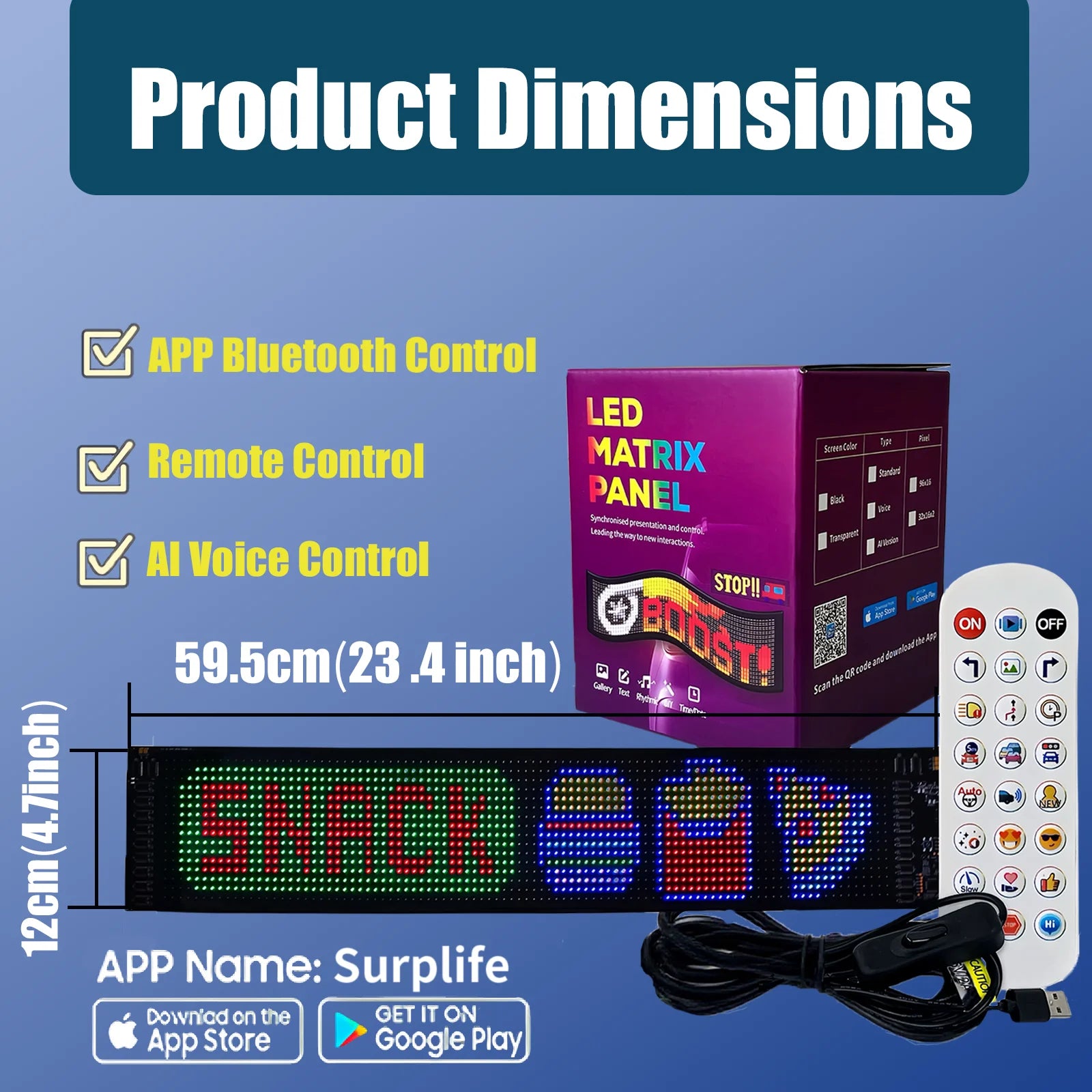 LED Matrix Panel Rolling Advertisement LED Sign with AI APP Remote Programmable Logo Light for Car Shops Offices Restaurants