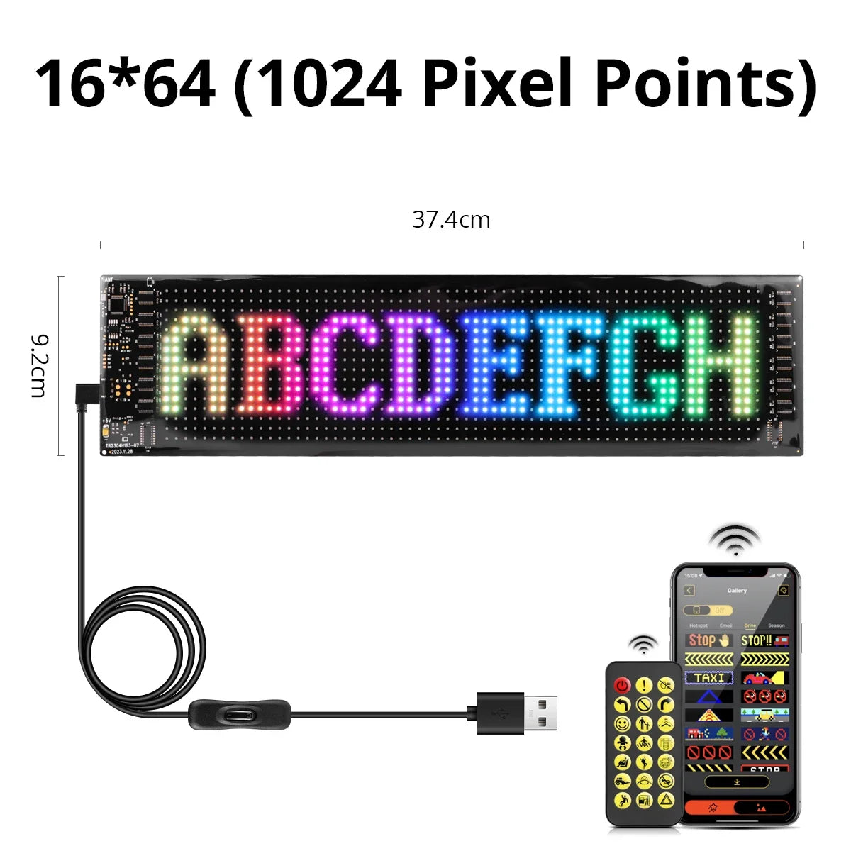 LED Matrix Pixel Panel Advertising Light Flexible RGB Pattern Scrolling Display Car Shop Reminder Light Festival Surprise Tool