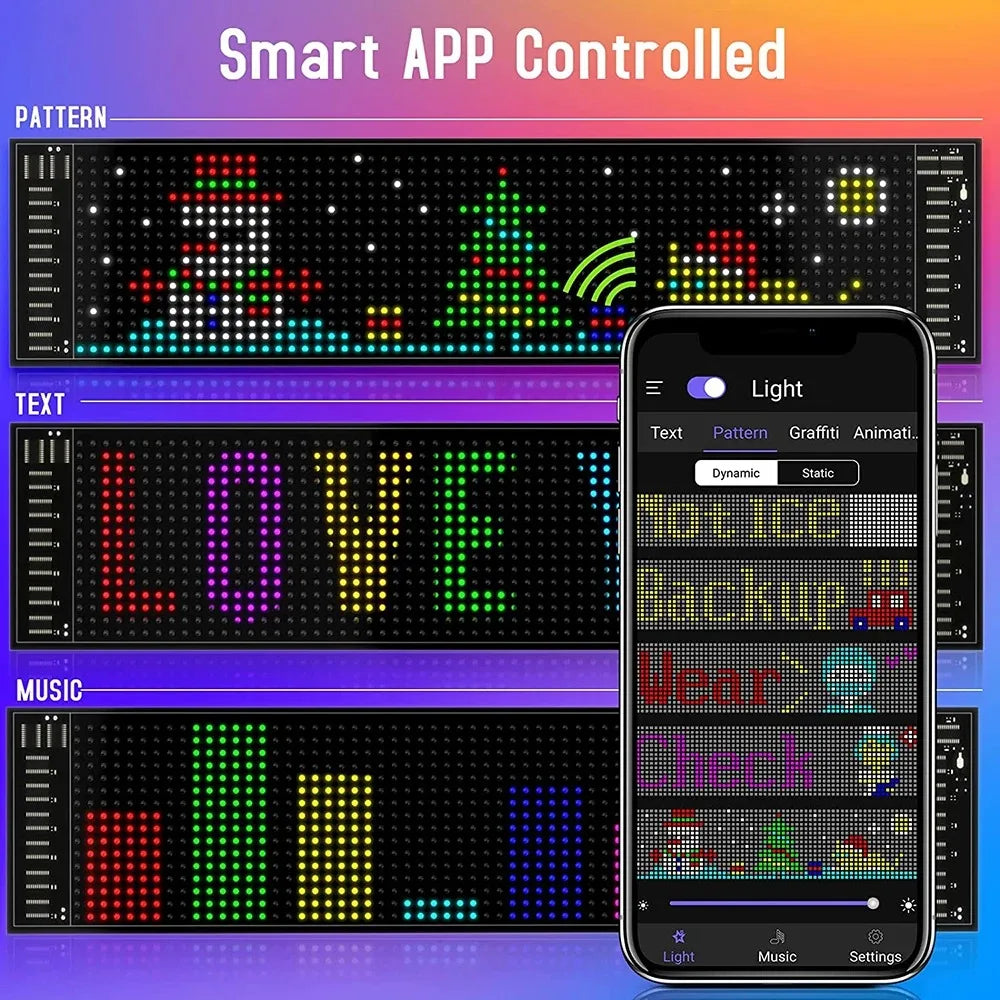 LED Matrix Pixel Panel Light Flexible Programmable Demon Eyes LED Car Sign Bluetooth App Control Scrolling Advertising LED Signs