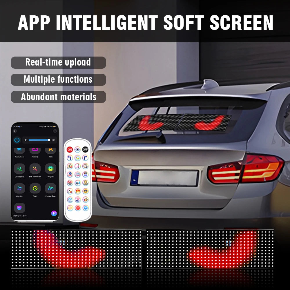 LED Matrix Panel AI Voice Function Devil's Eye Flexible Screen App Control DIY Programmable Lighting for Car Decor Accessories