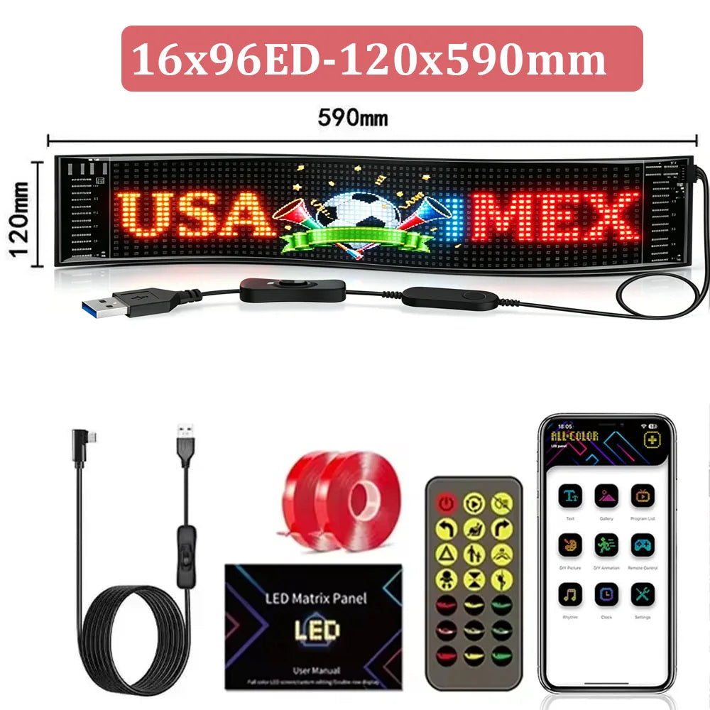 LED DIY Matrix Pixel Panel Led Display Truck Eye Car Sign Animation Bluetooth App Control Programmable Flexible Screen
